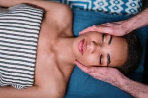Woman getting a facial treatment